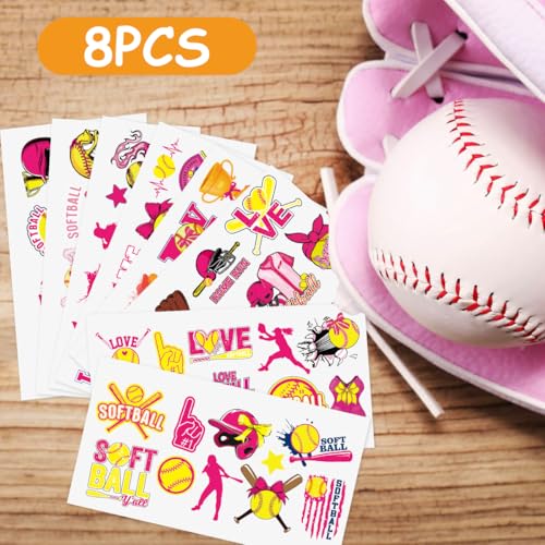 Softball Temporary Tattoos 8 Sheets - Party Favors & Stickers