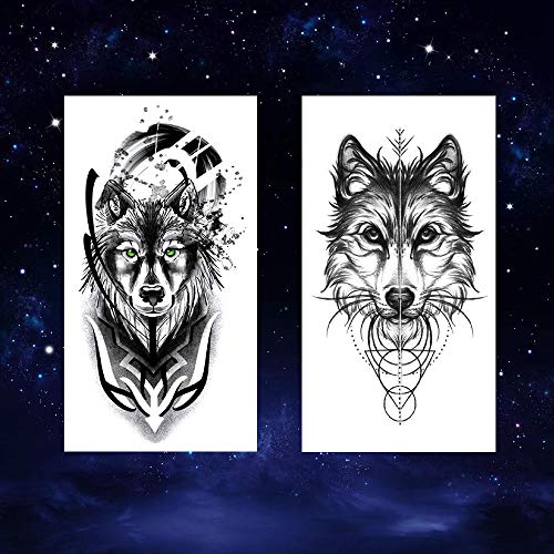 8-Pack Temporary Tattoos - Wolf Skull Moon Designs