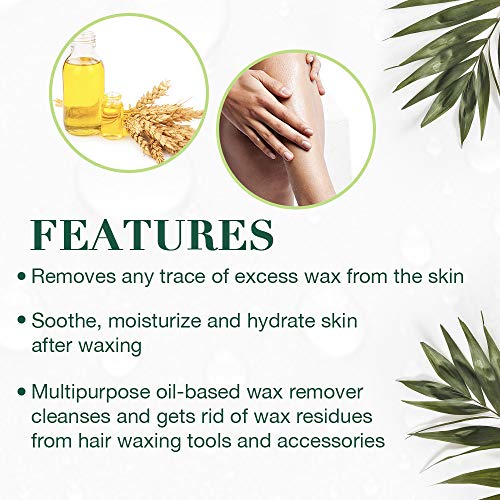 Clean + Easy After Wax Remover ? After Wax Care Oil with Wheat Germ, Post Waxing Cleanser for Skin & Wax Residue, 16 oz