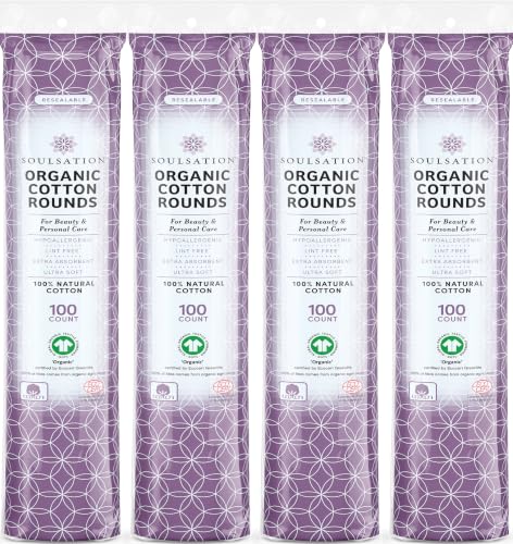 SoulSation Organic Cotton Rounds 400 Count - Lint-Free Makeup Remover