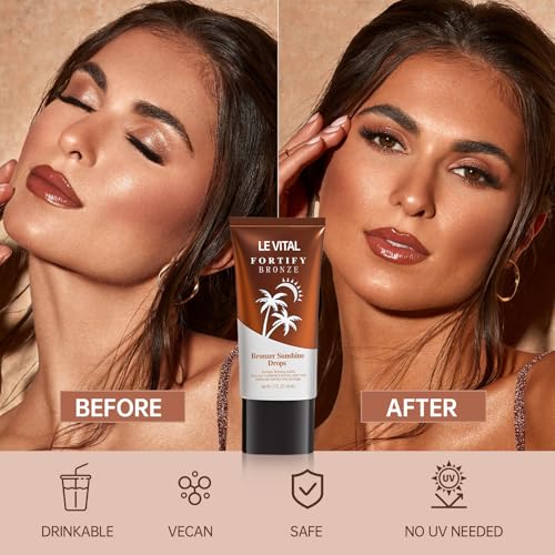 Le Vital Instant Bronzing Gel - Water-Resistant Face & Body, 2-Pack