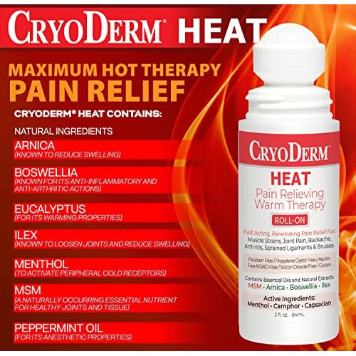 CryoDerm Heat Lotion 3 oz Roll On