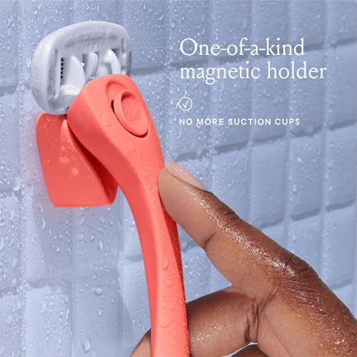 Billie Women¡¯s Razor Kit, 1 Handle + 2 Blade Refills + Magnetic Holder, Coral