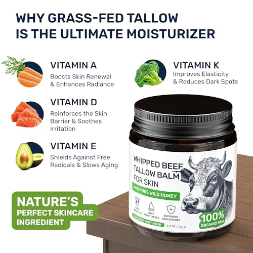 Grass Fed Beef Tallow Balm for Face & Body - 4.3 oz Moisturizer