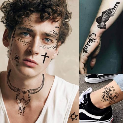 Malone Temporary Tattoos 6 Sheets, Rapper Face Tattoos