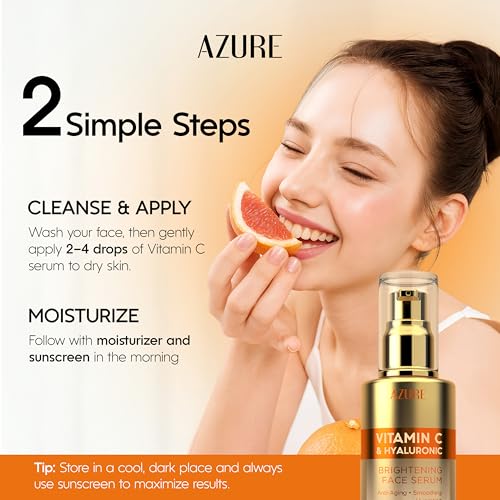 Azure Vitamin C Serum for Face with Hyaluronic Acid ? Hydrating & Revitalizing Formula For Dry, Dull, Aging Skin ? Dermatologist Tested, Anti-Aging, Korean Skin Care ? Vegan Clean Beauty ? 1.69 Fl Oz