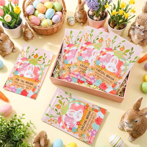 Loopeer 6 Pcs Easter Gifts Bulk for Adults Easter Basket Stuffers for Adults Spring Facial Masks for Girls Women Teacher Employees Party Favors Bulk