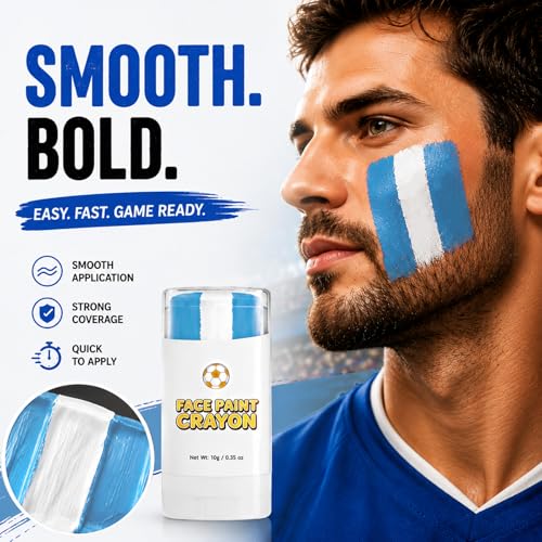 Argentina Flag Face Paint Stick - Non-Toxic, Washable 3-Color Makeup
