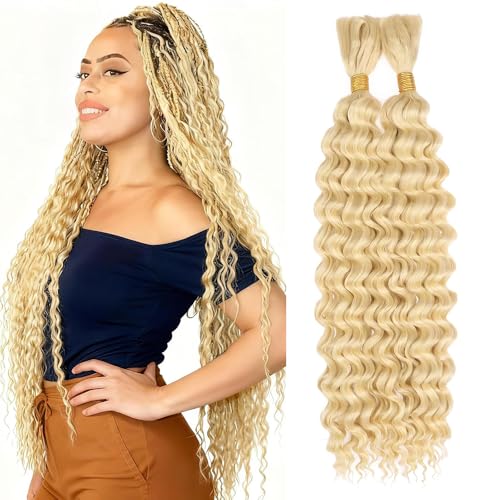Freiuoke 24 Inch 613 Blonde Braiding Hair - Deep Curly Wave Bundles