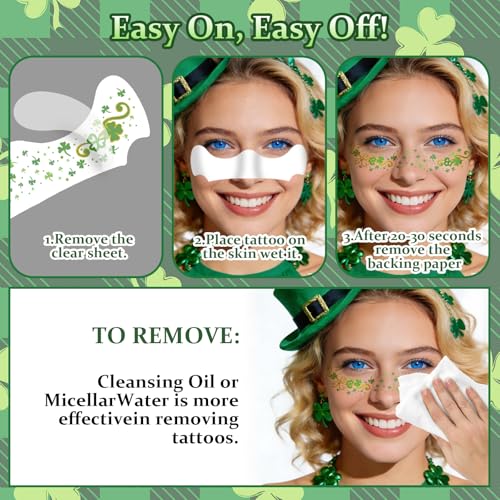 28 PCS St Patrick's Day Glitter Face Tattoos Kit