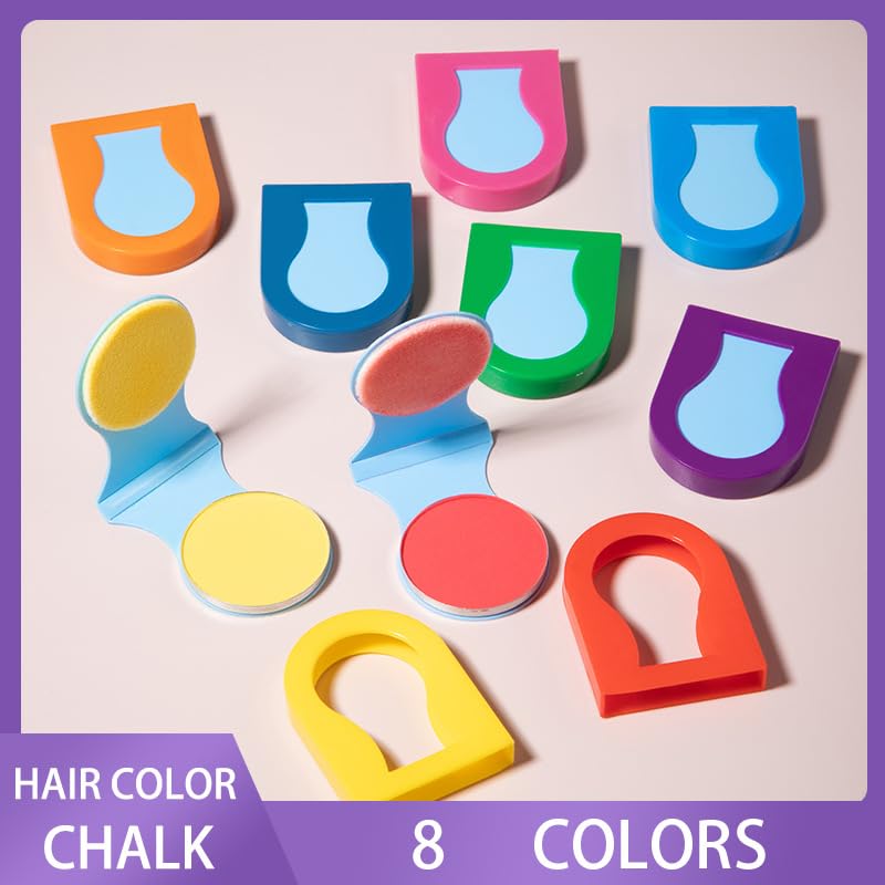 8 Colors Washable Hair Chalk – Temporary Hair Dye Makeup