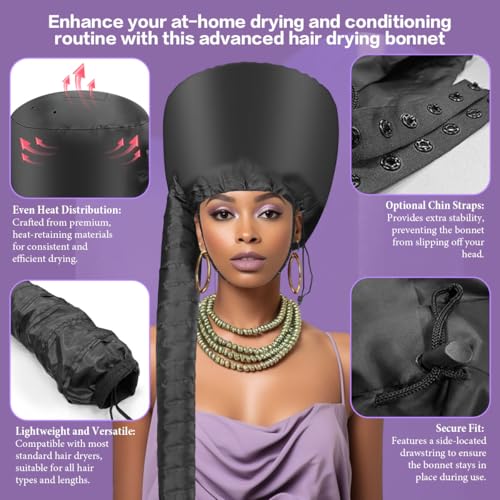 Hooded Hair Dryer Bonnet - Fast Drying & Heat Distribution