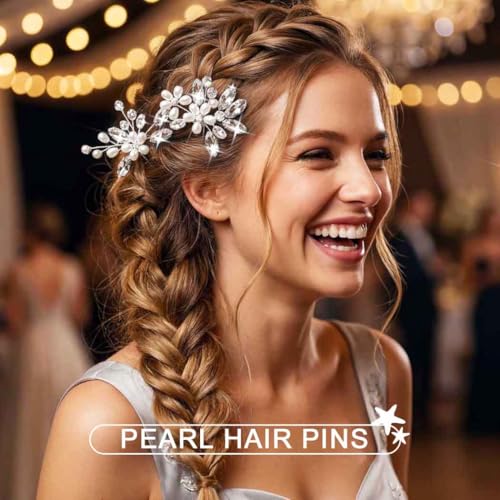 Pearl Wedding Hair Clips - Bridal Updo Pins (2-Piece Set)