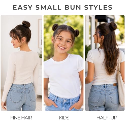 Styla Hair Small Donut Bun Maker for Kids - 6 Pack Brown