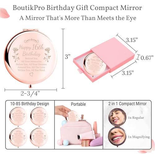 16th Birthday Gifts for Women 2-in-1 Compact Makeup Mirror