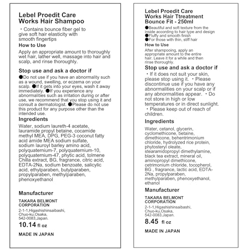Lebel Proedit Care Works Hair Shampoo 300ml & Ttreatment 250ml Set -