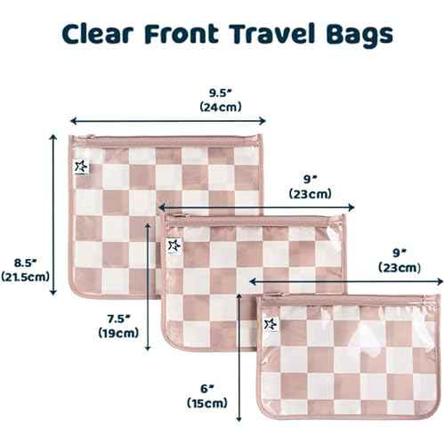 Tiny Twinkle Diaper Bag Organizing Pouches | Mess-Proof Clear Front Travel Organizer Bags | TSA Approved Toiletry Bag Set for Baby and Mom Essentials