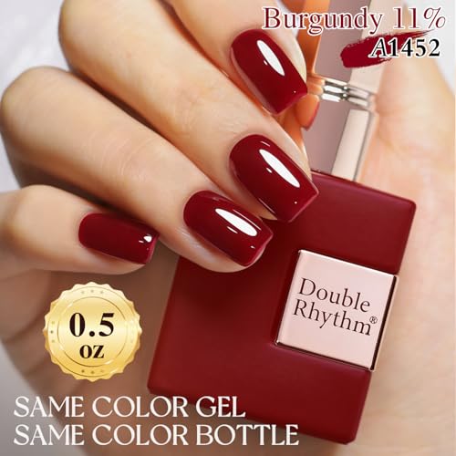 Double Rhythm Burgundy Red Gel Polish 15ML - Same Color, Soak Off Nail Art