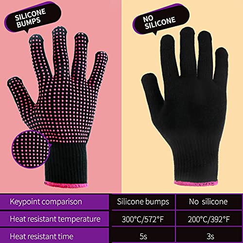 Heat Resistant Styling Gloves with Hair Clips & Comb Set