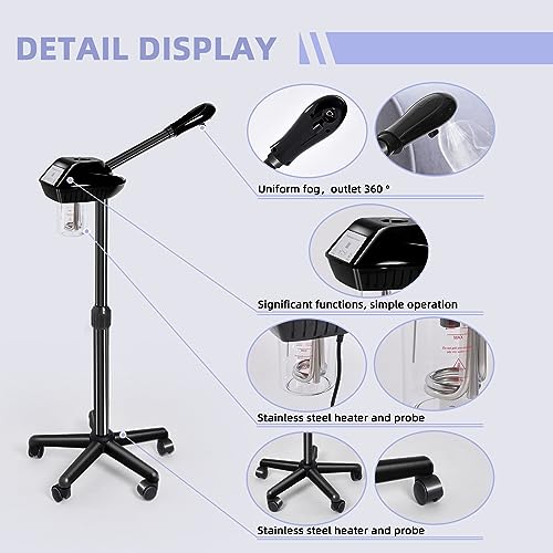 Facial Steamer with Adjustable Height & 360° Rotation