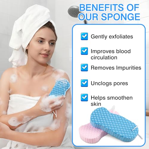 4-Pack Exfoliating Bath Sponges – Soft Shower Sponge Set