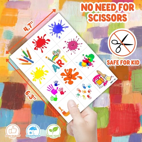 96 Piece Pre-Cut Temporary Tattoos for Kids - Art Party Favors