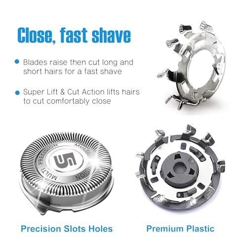 Replacement Heads Compatible with Philips Norelco 5000 Series, SH50 Replacement Blades for Philips Norelco SH50 Shavers, HQ8 Head for Norelco 5000 Shaver