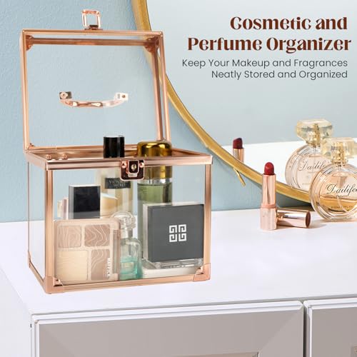 Crown Box 7.9 x 6.7 x 7.5inch, Clear Makeup Case,Cosmetic Organizer, Large Capacity Transparent Acrylic Artists Display Case for Vanity,Bathroom Counter or Dresser