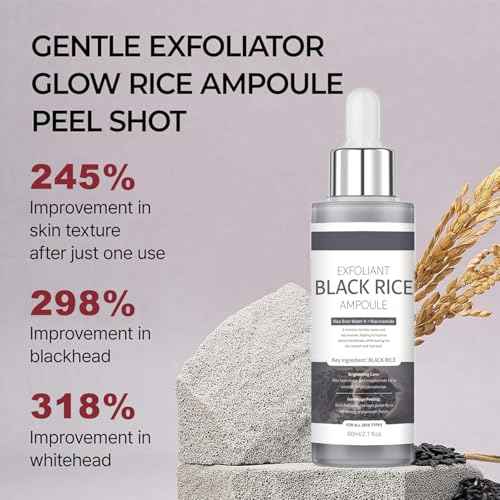Black Rice Exfoliant,Peel Shot Glow Rice Ampoule Duo Set White and Black Rice Exfoliating facial mask .Reduce blackheads, shrink pores, suitable for all skin types, 2.7 Fl Oz (Pack of 2)