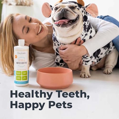 Oxyfresh Premium Pet Dental Care Solution Pet Water Additive: Best Way to Eliminate Bad Dog Breath and Cat Bad Breath - Fights Tartar & Plaque - So Easy, Just Add to Water! Vet Recommended 16 oz.