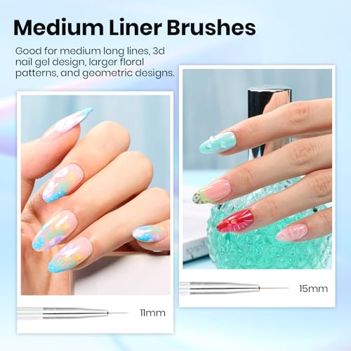 Beetles Nail Art Pens & Brushes Set – 5pcs Clear Variation for Fine & Complex Designs