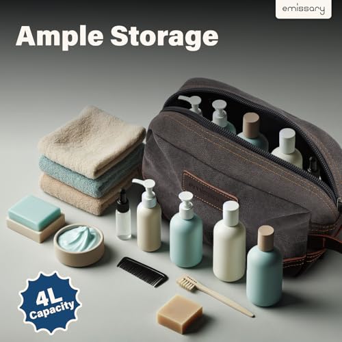 emissary Men's Canvas Dopp Kit - Water-Resistant Travel Toiletry Bag