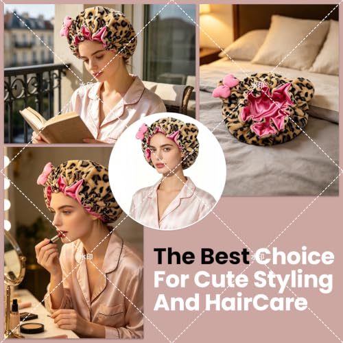 Cute Animal Ears Sleep Bonnet with Satin Lining
