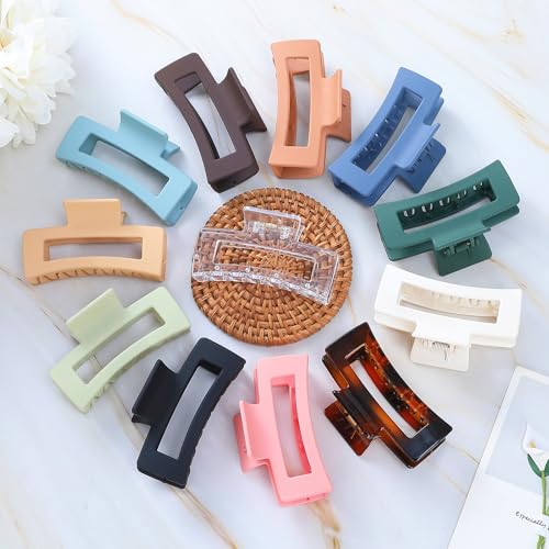 3.5 Inch Hair Claw Clips, 12 Pack Square Jaw Clips for Thick & Thin Hair