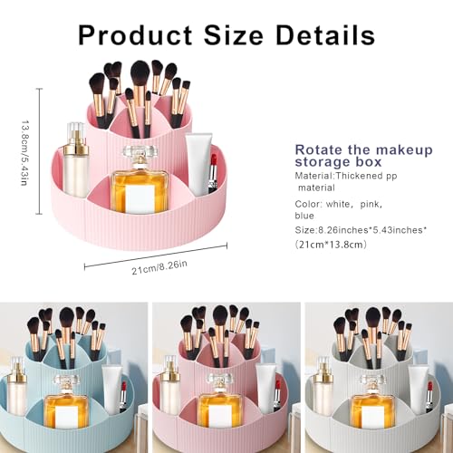 DASITON 360¡Æ Rotating Makeup Brush Holder Organizer,Large Capacity Makeup Organizer Countertop,11 Slots Makeup Brush Holder,Cosmetic Organizer,Cosmetic Display Cases for Vanity,Desktop,Bathroom(Pink)