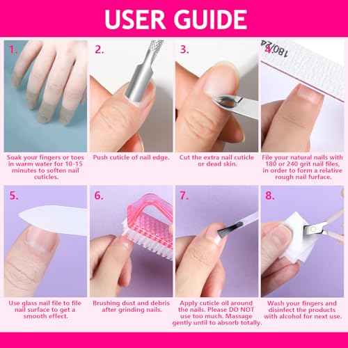 FANDAMEI Nail Kit, Manicure Kit For Women, Nail Care Kit With Glass Nail File, 5pcs 180/240 Grit Nail Files For Natural Nails, Cuticle Oil, Cuticle Trimmer, Cuticle Pusher, Manicure Set
