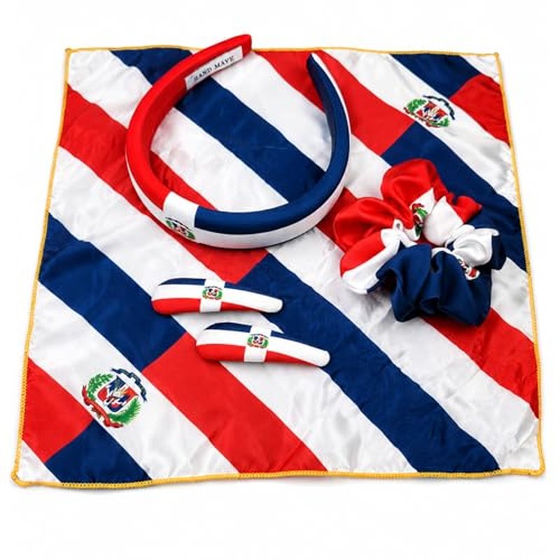 Dominican Republic Flag Hair Accessory Set 4-Piece