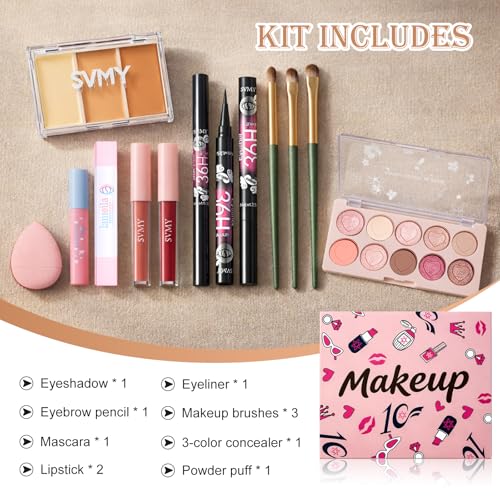 11-Piece Makeup Kit Set for Teens & Girls - Lipstick, Eyeshadow & Brushes