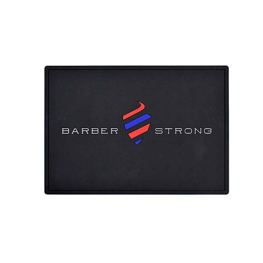 Barber Strong The Barber Mat, Countertop Workstation Mat for from Hair Cutting Tools and Accessories, Extra Grip for Slip-Prevention, Black w/Tri-Color Logo