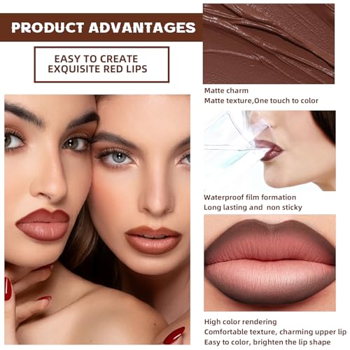HOSAILY 3-Color Lip Liner Set - Matte Red, Brown, Nude
