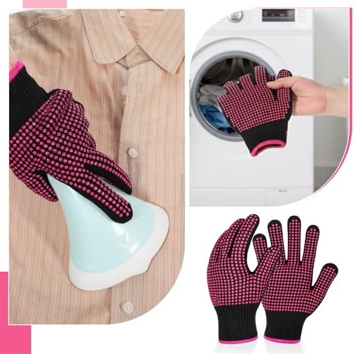 Heat Resistant Gloves for Hair Styling, 3 Pairs with Silicone Bumps