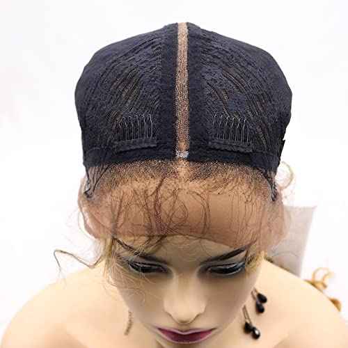 xiweiya Brown Braided Wig Double Dutch Braided Curly Sytnhetic Lace Front Wigs100% Human Hand Bouncy Curly Copper Brown Blonde Lace Front Wig with Baby Hairs for Women 26inch