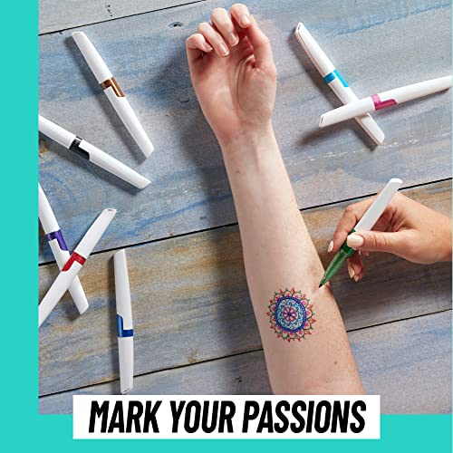BIC BodyMark Temporary Tattoo Markers, Fine Tip, 3-Pack with Stencils
