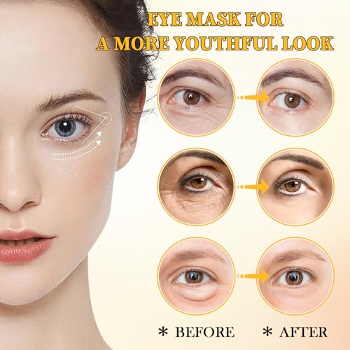 Avocado Golden Under Eye Mask Skincare 60 Pairs Set, Moisturizing Non-greasy Under Eye Patches for Women and Men, Travel Size Long Lasting Refreshing Eye Skin Care Gels Pads Gifts Set