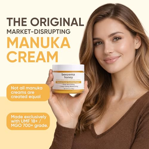 Beezema Medical Grade Honey, with Manuka Honey, Colloidal Oatmeal & Natural Oils, Natural Lotion, for Relieving Dry Skin on Hands and Body. Fast-Absorbing & Non-Greasy, Unscented - 4oz (1)