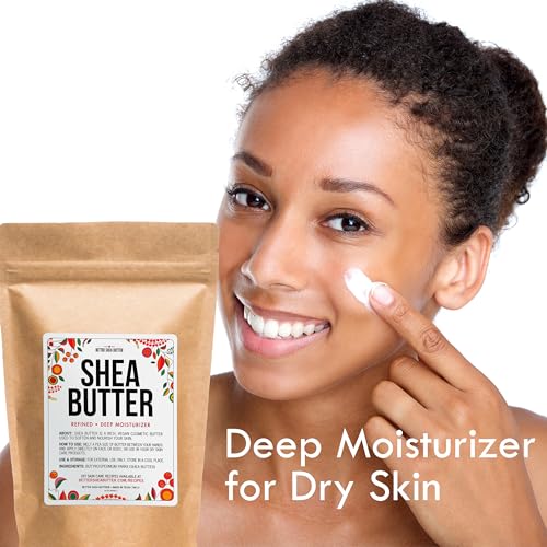 Refined Shea Butter Unscented - 100% Pure African Shea Butter for Hair & Dry Skin - Shea Butter Soap Base - Face & Body Moisturizer, for DIY Whipped Body Butter & Lip Balm 1 LB Bar