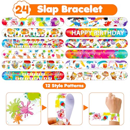 72-Piece Art Party Favors - 48 Tattoos & 24 Slap Bracelets