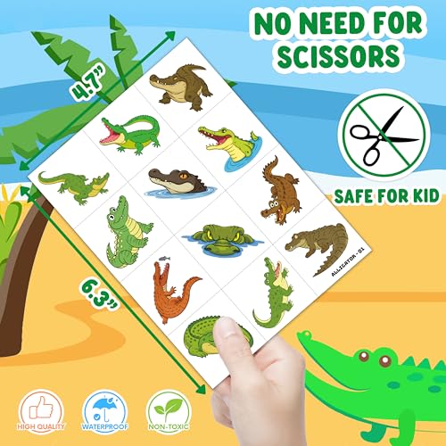 96 Piece Alligator Temporary Tattoos for Kids | Jungle Party Favors
