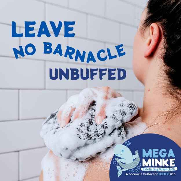 JJ KENT MEGA Minke Exfoliating Washcloth - Reusable Exfoliating Body Scrubber and Dead Skin Remover for Super Soft Skin - Rip-Resistant Large Washcloths for Showering