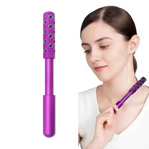 Facial Roller - Uplift Facial Massaging Beauty Roller, Face Massager Roller, Face Rollers for Women, Portable 7.6" Purple Beauty Roller for Face, Eye, Neck, Chin, Skin - 24-Stone